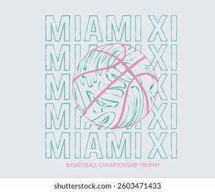 Sport club vector t-shirt design. Basketball club vector t-shirt design. Miami athletic club graphic print design for t shirt.