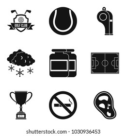 Sport clubhouse icons set. Simple set of 9 sport clubhouse vector icons for web isolated on white background