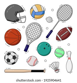 Sport collection with coloring. sport vector illustration