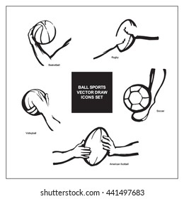 sport collection hand draw vector set - ball series