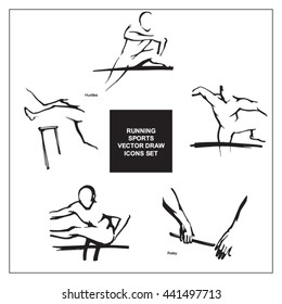 sport collection hand draw vector set - running series