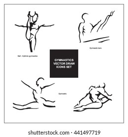 sport collection hand draw vector set - gymnastics series
