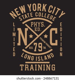 Sport college training typography, t-shirt graphics, vectors