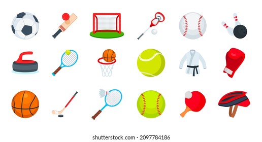 Sport color icon set. Vector sports emoji illustration collection