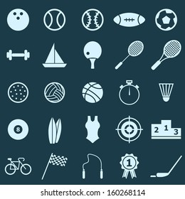Sport color icons on blue background, stock vector