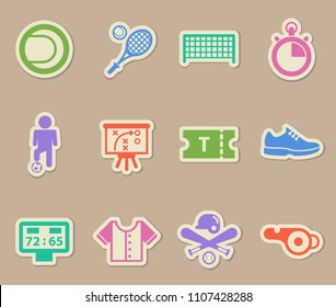 sport color vector icons on paper stickers