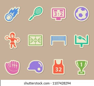 sport color vector icons on paper stickers