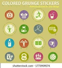 sport colored grunge icons with sweats glue for design web and mobile applications