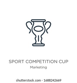 Sport competition cup icon. Thin linear sport competition cup outline icon isolated on white background from marketing collection. Line vector sign, symbol for web and mobile