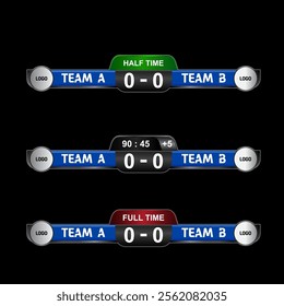 Sport Competition Scoreboard Modern Vector Design for Lower Third Television Broadcast Graphic Template Vector. Soccer Scoreboard Television design conceptual.