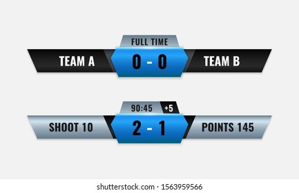 Sport competition scoreboard vector design for lower third television broadcast graphic template