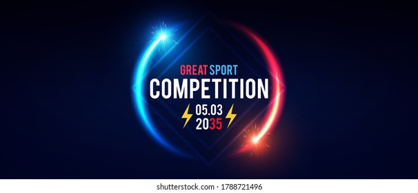 Sport competition shining banner with circle light effec.