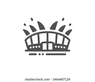 Sport complex sign. Arena stadium icon. Championship building symbol. Classic flat style. Simple arena stadium icon. Vector
