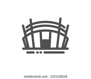 Signo de complejo deportivo. Icono del estadio de Arena. Símbolo de construcción de campeonato. Clásico estilo plano. Sencillo ícono de estadio de arena. Vector