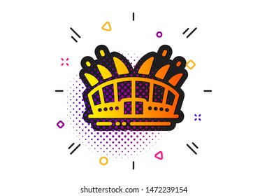 Sport complex sign. Halftone circles pattern. Arena stadium icon. Championship building symbol. Classic flat arena stadium icon. Vector