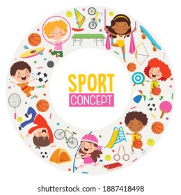 Sport Concept Design With Funny Children