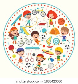 Sport Concept Design With Funny Children