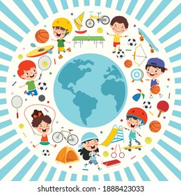 Sport Concept Design With Funny Children