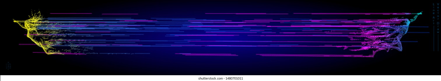 Sport concept of a flying people. Vector drawn by color lines. Sport minimal cover design. Creative line-art set. Man and woman. Run and fly. Vector template.