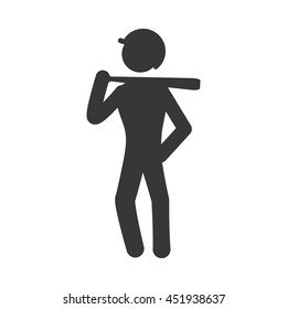 Sport concept represented by baseball player icon. Isolated and flat illustration.