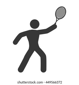 Sport concept represented by Pictogram Tennis player and racket icon. Isolated and flat illustration 