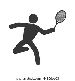 Sport concept represented by Pictogram Tennis player and racket icon. Isolated and flat illustration 