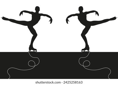 Sport concept. Silhouette figure skating woman isolated transparent  background. Vector illustration can used web and social media banner, t-shirt print. EPS 10 