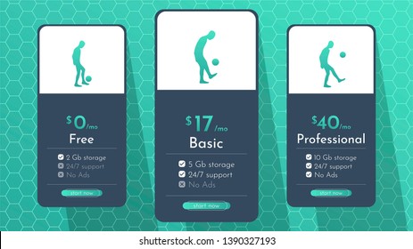 Sport concept. Template for place table with football player silhouettes. Creative idea