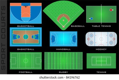 Sport courts, vector