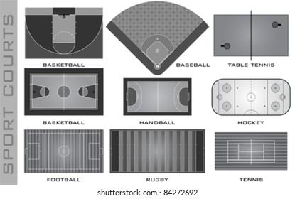 Sport courts, vector