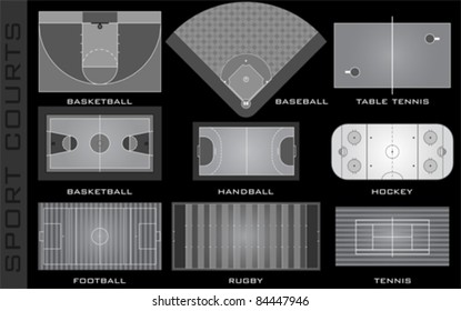 Sport courts, vector