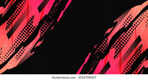 Sport Cover, Banner, or Poster Design with Colorful Gradient Brush Strokes. Grunge Background with Halftone Effect