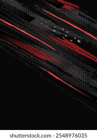 Sport Cover or Poster Design with Red and Gray Brush Strokes and Halftone Effect. Abstract Background Design in Grunge Style