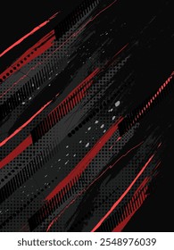 Sport Cover or Poster Design with Red and Gray Brush Strokes and Halftone Effect. Abstract Background Design in Grunge Style