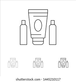 Sport, Cream, Medical, Healthcare Bold and thin black line icon set