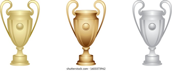 Sport Cup, golden and silver award for the championship in football, hockey, soccer, athletic, equestrian, sailing or other competition