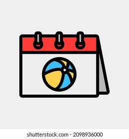 Sport day icon vector illustration in filled line style about calendar and date, use for website mobile app presentation