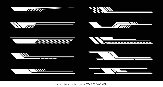 Sport decal stripes. Speed lines, Sports stripes, racing tuning strips and car sticker vector set. Vector illustration