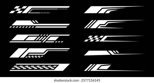 Sport decal stripes. Speed lines, Sports stripes, racing tuning strips and car sticker vector set. Vector illustration