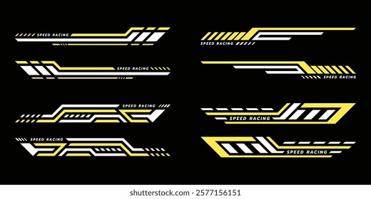 Sport decal stripes. Speed lines, Sports stripes, racing tuning strips and car sticker vector set. Vector illustration