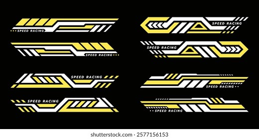 Sport decal stripes. Speed lines, Sports stripes, racing tuning strips and car sticker vector set. Vector illustration