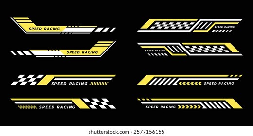 Sport decal stripes. Speed lines, Sports stripes, racing tuning strips and car sticker vector set. Vector illustration