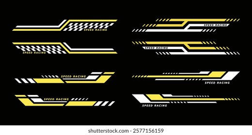 Sport decal stripes. Speed lines, Sports stripes, racing tuning strips and car sticker vector set. Vector illustration