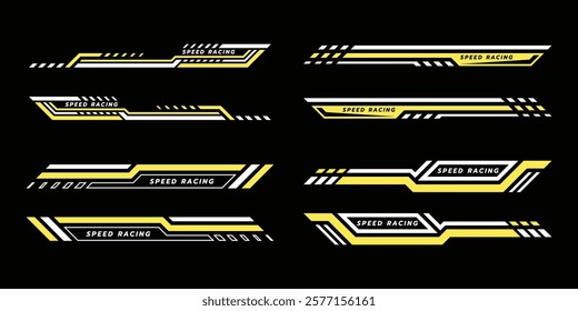 Sport decal stripes. Speed lines, Sports stripes, racing tuning strips and car sticker vector set. Vector illustration