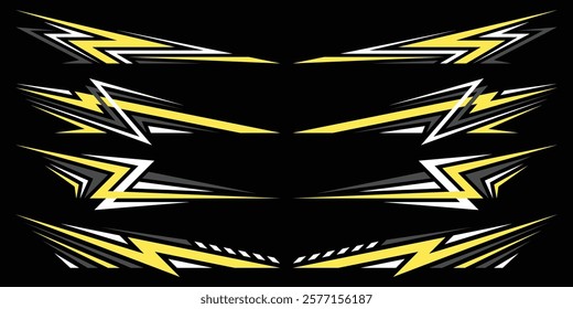 Sport decal stripes. Speed lines, Sports stripes, racing tuning strips and car sticker vector set. Vector illustration