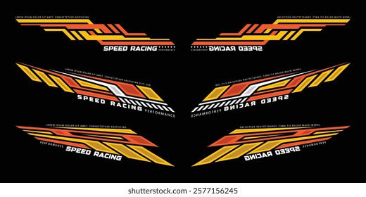 Sport decal stripes. Speed lines, Sports stripes, racing tuning strips and car sticker vector set. Vector illustration