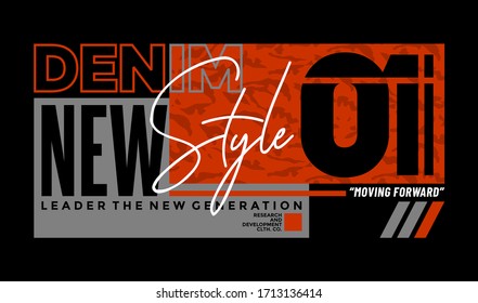 Sport denim stylish typography slogan for t-shirt. Leader The New Generation. Abstract design with the camouflage  style. Vector print, typography, poster. Global swatches.