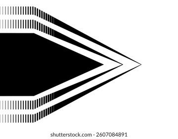 Sport design element black on white background.  Arrow. Black and white striped pattern. Base for sportswear, posters, toys, 
 advertising, packaging. Vector background