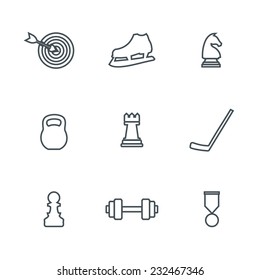 Sport - design elements collection. Set of linear icons.