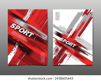 Diseño de diseño deportivo, diseño de plantilla, fondo deportivo, tono rojo, vector